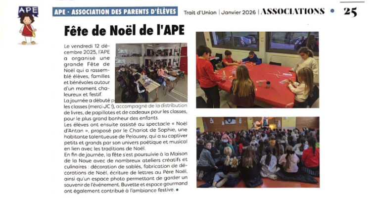 Trait d'Union, Spectacle de Noël de l'Ecole