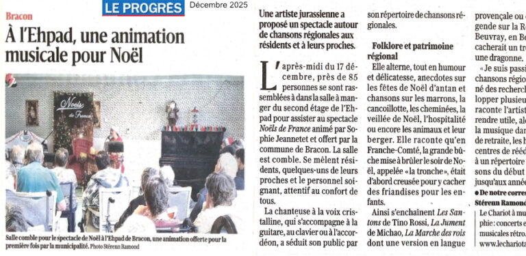 Le Progrès, Noël à L'EHPAD de Bracon
