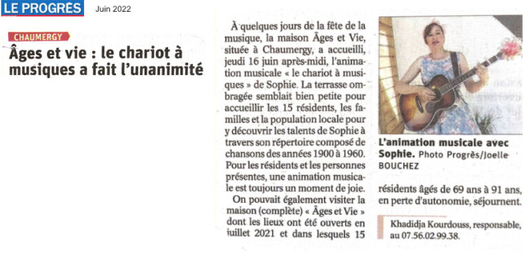 Le Progrès, Chez Ages et Vie à Chaumergyà L'EHPAD de Bracon