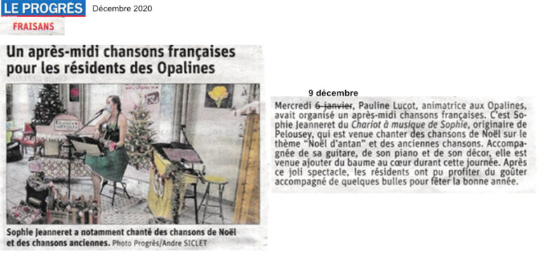 Le Progrès, Noël à L'EHPAD de Fraisans